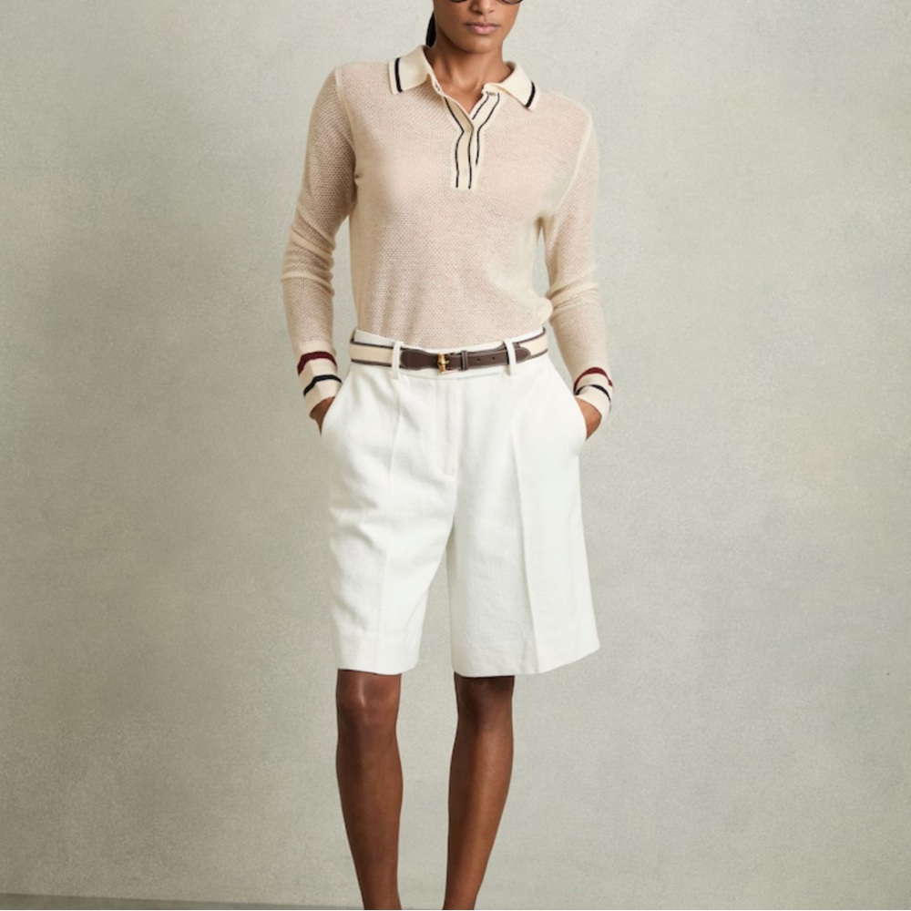 Reiss NWT Cashmere Tipped Polo Jumper Size Medium